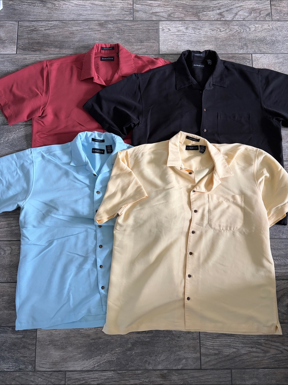 4 Shirt LOT Cabana Breeze Ultra Club Camp Button Down Shirts LARGE MEDIUM